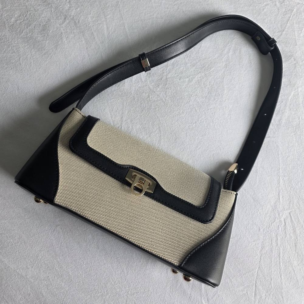 Two Tone Flap Baguette Purse